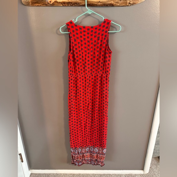 Boho Red Tasseled Sleeveless Maxi Dress - Pink Rose size Small - Some damage - M - Picture 2 of 8